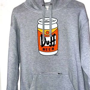 Universal Studios Simpsons Duff Beer Grey Hoodie Pullover Sz M
